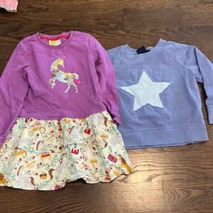 Purple Unicorn Top and Blue Star Sweatshirt Set